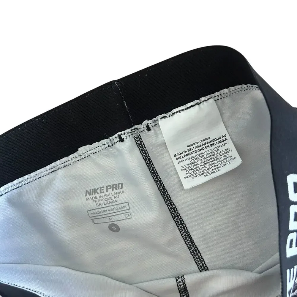 Nike Pro Black White Cropped Leggings Sz S